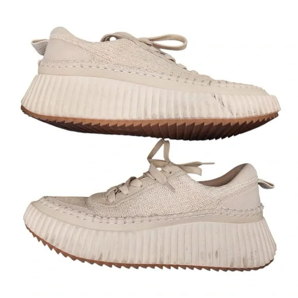 DOLCE VITA Dannis Cream Sneakers Shoes Woven Stitching 8M Casual Modern Platform - Picture 6 of 16